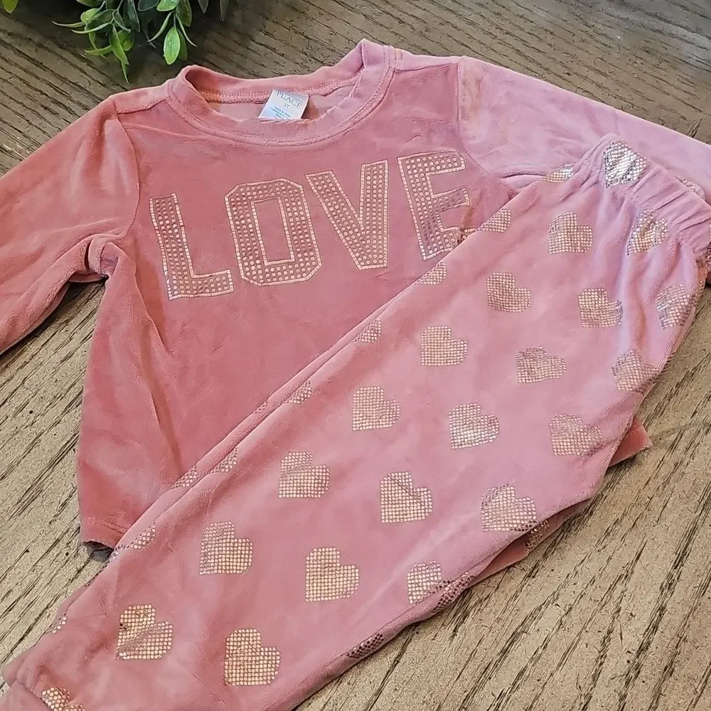 The Children's Place Pink Love Pajama Set 3T